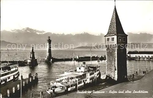 Dampfer Binnenschifffahrt Lindau im Bodensee Hafen Alter Leuchtturm Kat. Schiffe