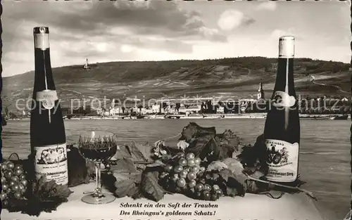 Wein Ruedesheim am Rhein Trauben Weinglas Weinflaschen Kat. Lebensmittel