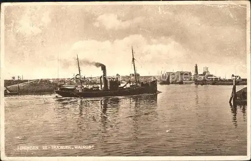 Dampfer Binnenschifffahrt Ijmuiden Trawler Walrus Kat. Schiffe
