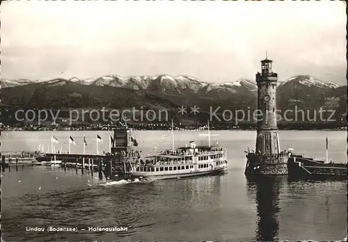 Dampfer Binnenschifffahrt Lindau Bodensee Hafenausfahrt  Kat. Schiffe