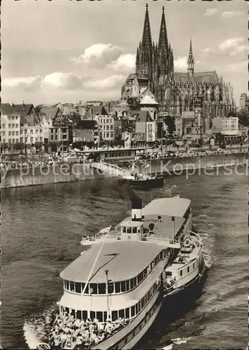 Dampfer Seitenrad Koeln am Rhein Rheinpartie Dom Kat. Schiffe