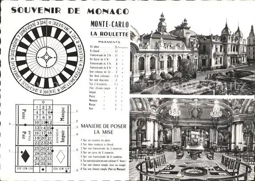 Casino Spielbank Monte Carlo Roulette Manier de Poser La Mise  Kat. Spiel