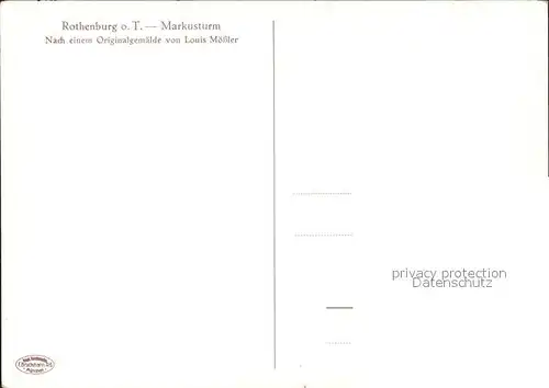 Moessler L. Rothenburg ob der Tauber Markusturm  Kat. Kuenstlerkarte