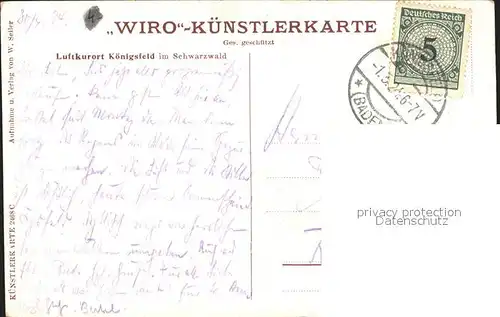 Verlag WIRO Wiedemann Nr. 2468 C Koenigsfeld Schwarzwald  Kat. Verlage