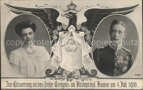Adel Preussen Kronprinzessin Cecilie Kronprinz Wilhelm Geburt Prinz Wilhelm  Kat. Koenigshaeuser