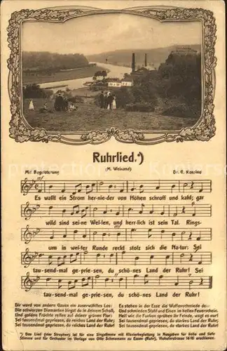 Liederkarte Ruhrlied M. Weinand Kat. Musik