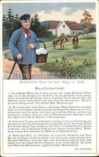 Liederkarte Westfalenlied Emil Rittershaus Westfaelischer Bauer  Kat. Musik