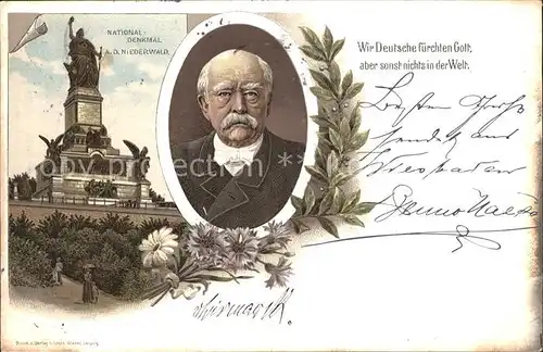 Bismarck Nationaldenkmal Niederwald Litho Kat. Persoenlichkeiten