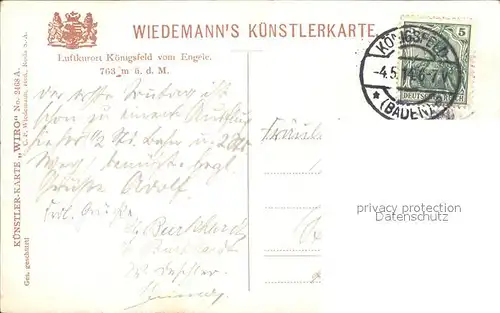 Verlag Wiedemann WIRO Nr. 2468 A Koenigsfeld  Kat. Verlage