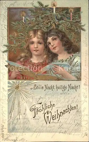 Kinder Child Enfants Weihnachten Weihnachtsbaum Kerzen Litho Kat. Kinder