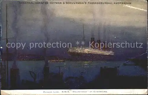 Dampfer Oceanliner R.M.S. Mauretania Cherbourg Kat. Schiffe