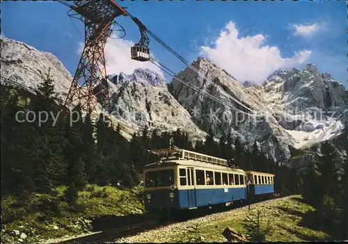 Bergbahn Bayerische Zugspitzbahnen gegen Zugspitzgipfel Kat. Bergbahn