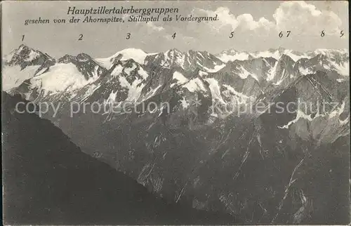 Zillertal Hauptzillertaler Berggruppen gesehen von der Ahornspitze Kat. Regionales