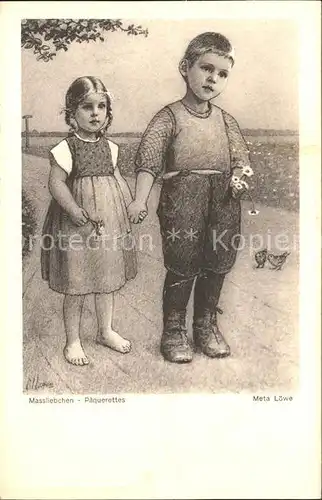 Loewe Meta Massliebchen Paquerettes Nr. 64 Kinder  Kat. Kuenstlerkarte