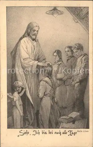 Loewe Meta Nr. 44 Jesus Engel Kinder  Kat. Kuenstlerkarte