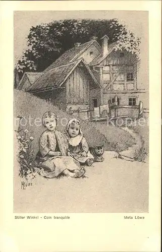 Loewe Meta Stiller Winkel Nr. 53 Kinder Katze  Kat. Kuenstlerkarte
