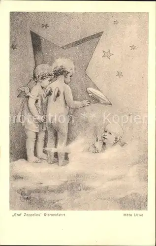 Loewe Meta Graf Zeppelins Sternenfahrt Nr. 155 Engel Sterne Zeppelin  Kat. Kuenstlerkarte