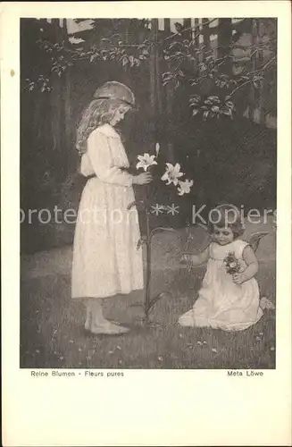 Loewe Meta Reine Blumen Nr. 102 Lilien Kind Engel  Kat. Kuenstlerkarte
