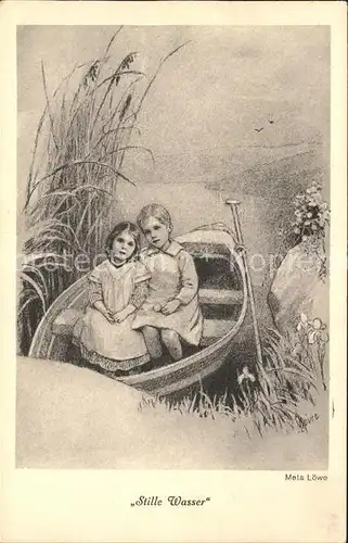 Loewe Meta Stille Wasser Nr. 64 Kinder Boot Kat. Kuenstlerkarte