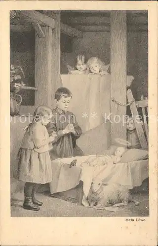 Loewe Meta Nr. 33 Christkind Engel Kinder Schaf Spendenkarte Bahnhofmission Kat. Kuenstlerkarte