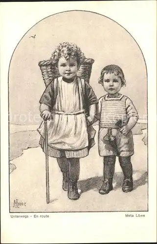 Loewe Meta Unterwegs Nr. 152 Kinder Wanderung Kat. Kuenstlerkarte
