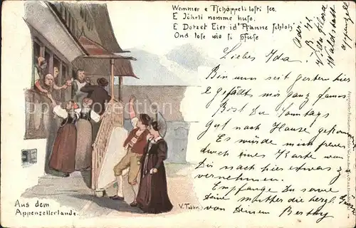 Tobler Viktor V.T. Appenzell Trachten Gedicht Kat. Kuenstlerkarte Schweiz