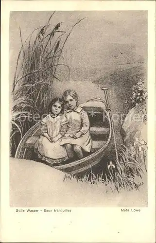 Loewe Meta Stille Wasser Nr. 54 Kinder Boot Kat. Kuenstlerkarte