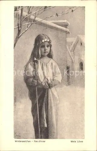 Loewe Meta Winterseelchen Nr. 113 Kind Glocke  Kat. Kuenstlerkarte