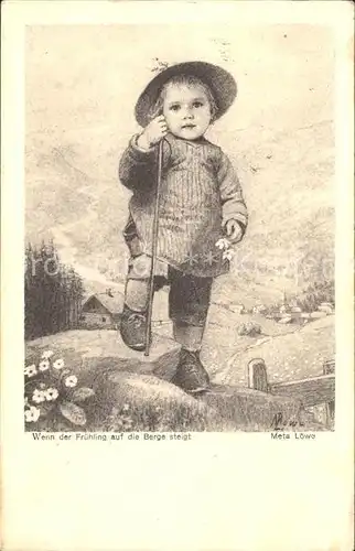 Loewe Meta Nr. 115 Kind Fruehling Berge Wanderung  Kat. Kuenstlerkarte