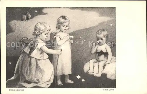 Loewe Meta Himmelswiese Nr. 11 Engel Sterne  Kat. Kuenstlerkarte