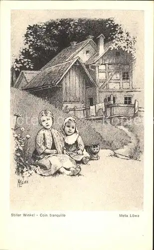 Loewe Meta Stiller Winkel Nr. 53 Kinder Katzen  Kat. Kuenstlerkarte
