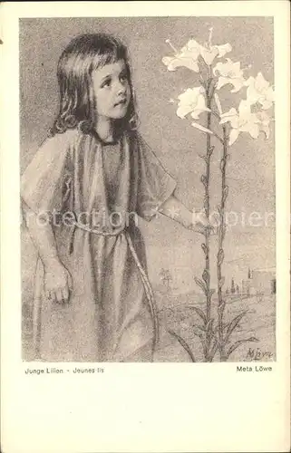 Loewe Meta Junge Lilien Nr. 123 Kind  Kat. Kuenstlerkarte