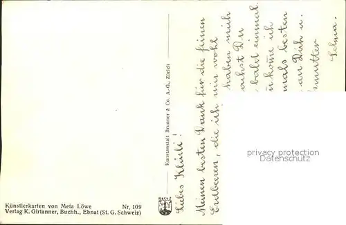 Loewe Meta Gaensebluemchen Nr. 109 Kind Engel Gans  Kat. Kuenstlerkarte
