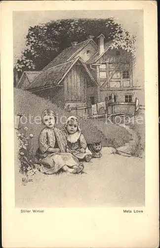 Loewe Meta Stiller Winkel Nr. 53 Kinder Katze  Kat. Kuenstlerkarte