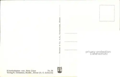 Loewe Meta Massliebchen Nr. 64 Kinder Voegel Kat. Kuenstlerkarte