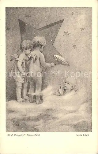 Loewe Meta Graf Zeppelins Sternenfahrt Nr. 155 Sterne Engel Zeppelin Kat. Kuenstlerkarte