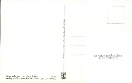 Loewe Meta Massliebchen Nr. 64 Kinder Voegel Kat. Kuenstlerkarte