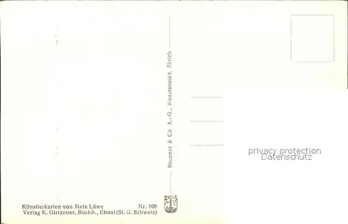 Loewe Meta In treuer Hut Nr. 108 Schutzengel Kinder  Kat. Kuenstlerkarte