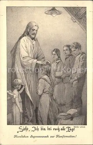 Loewe Meta Nr. 44 K Jesus Kinder Engel Bibel Konfirmation Kat. Kuenstlerkarte