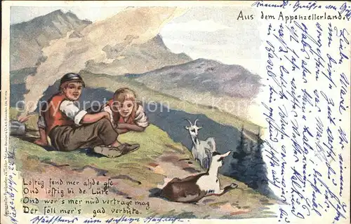 Tobler Viktor V.T. Appenzellerland Senner Ziegen Gedicht  Kat. Kuenstlerkarte Schweiz