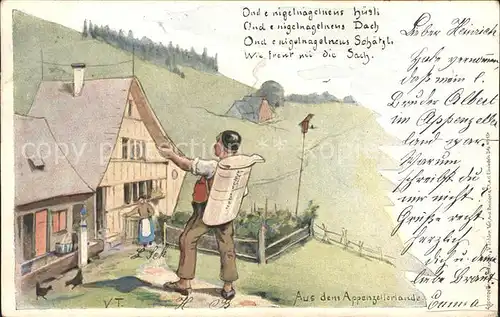 Tobler Viktor V.T. Appenzellerland Senn Gedicht  Kat. Kuenstlerkarte Schweiz