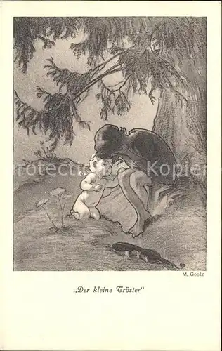 Goetz M. Der kleine Troester Nr. 251 Engel Kind Geige  Kat. Kuenstlerkarte