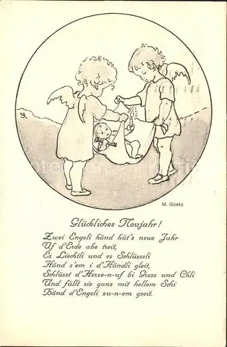 Goetz M. Nr. 177 Neujahr Engel Kerze Gedicht  Kat. Kuenstlerkarte