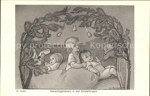 Goetz M. Adventsgloecklein in der Kinderkrippe Nr. 161  Kat. Kuenstlerkarte