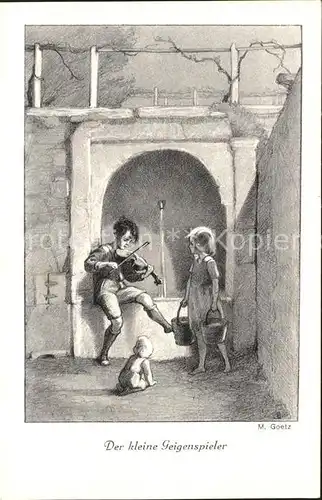 Goetz M. Der kleine Geigenspieler Nr. 176 Brunnen Baby  Kat. Kuenstlerkarte