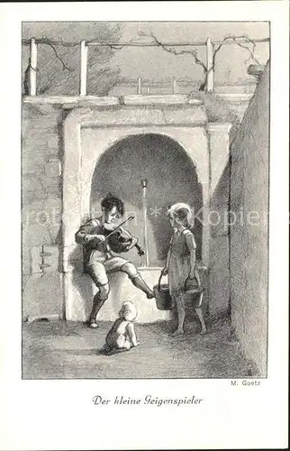 Goetz M. Der kleine Geigenspieler Nr. 176 Baby Brunnen Kat. Kuenstlerkarte