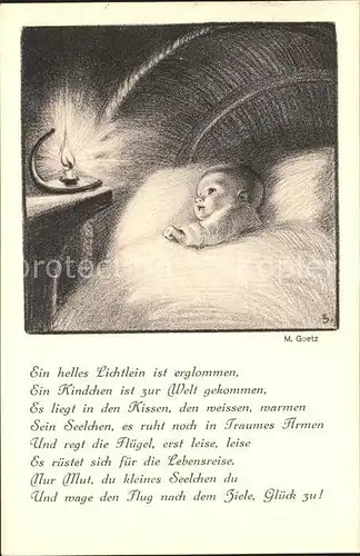 Goetz M. Nr. 133 Baby Kerze Gedicht  Kat. Kuenstlerkarte