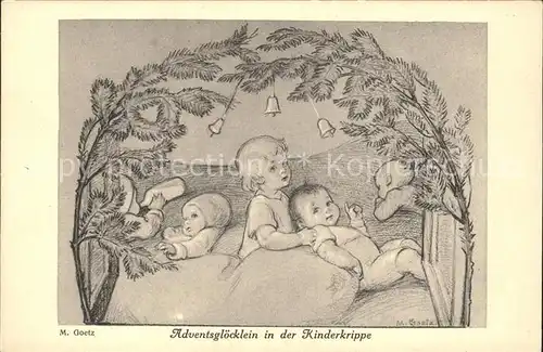 Goetz M. Adventsgloecklein in der Kinderkrippe Nr. 161 Kinder  Kat. Kuenstlerkarte