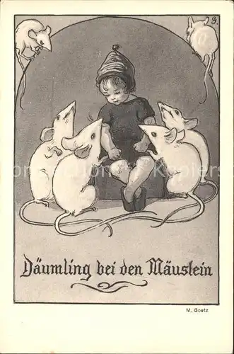 Goetz M. Daeumling bei den Maeuslein Nr. 241  Kat. Kuenstlerkarte