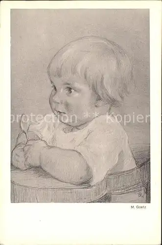 Goetz M. Nr. 172 Kind Loeffel Kat. Kuenstlerkarte